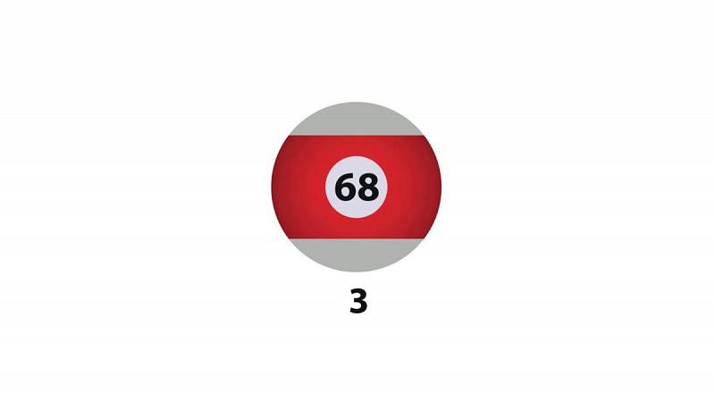 Správná koule obsahuje číslo 68.