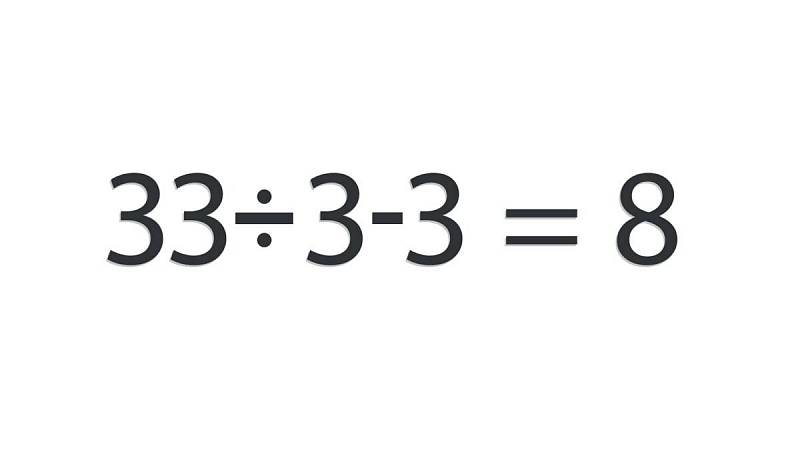 Správná kombinace je 33/3-3=8.