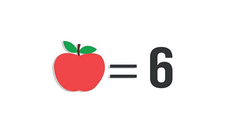 Jablko skrývá číslo 6.