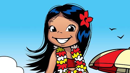 Hawaiská dívka čeká na vaši pozornost. Najděte mezi jejími fotografiemi deset rozdílů